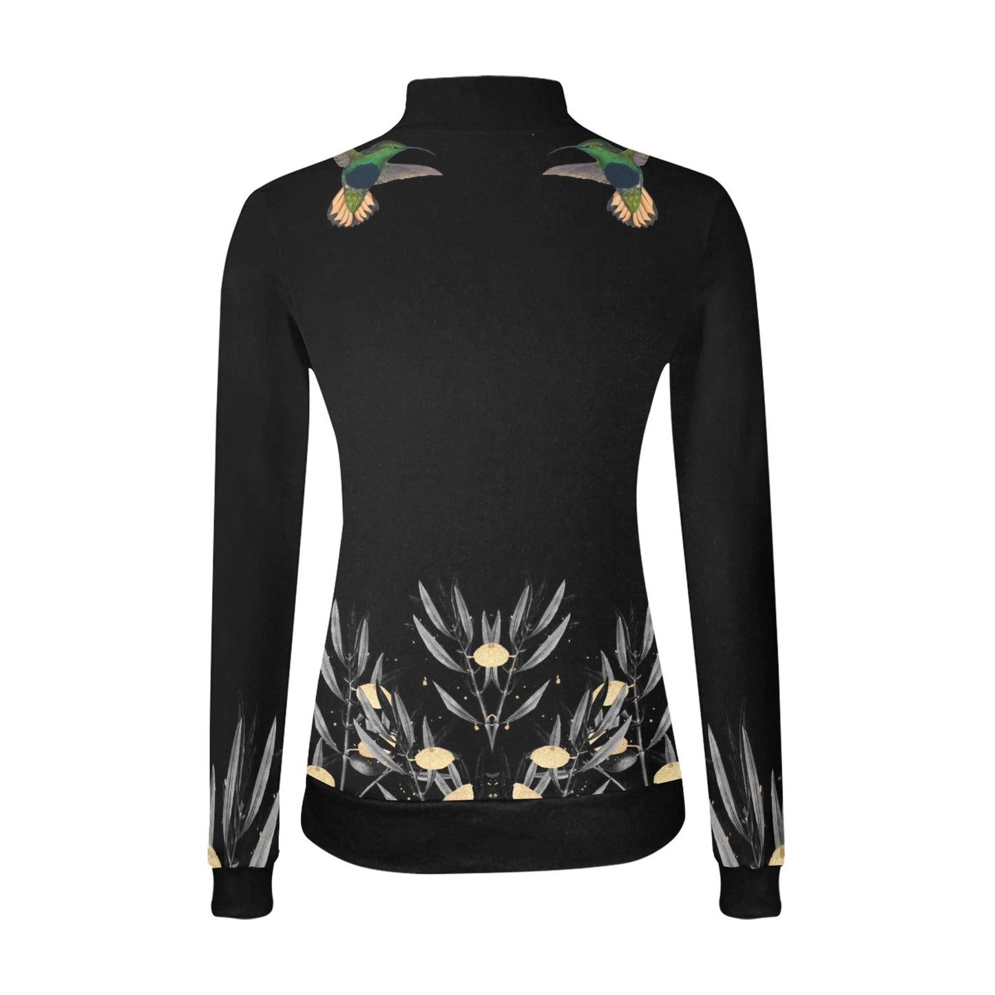Humming Bird Witch Moon Phase Long Sleeves Shirt witchy All Over Print Mock Neck Sweater - sense forest