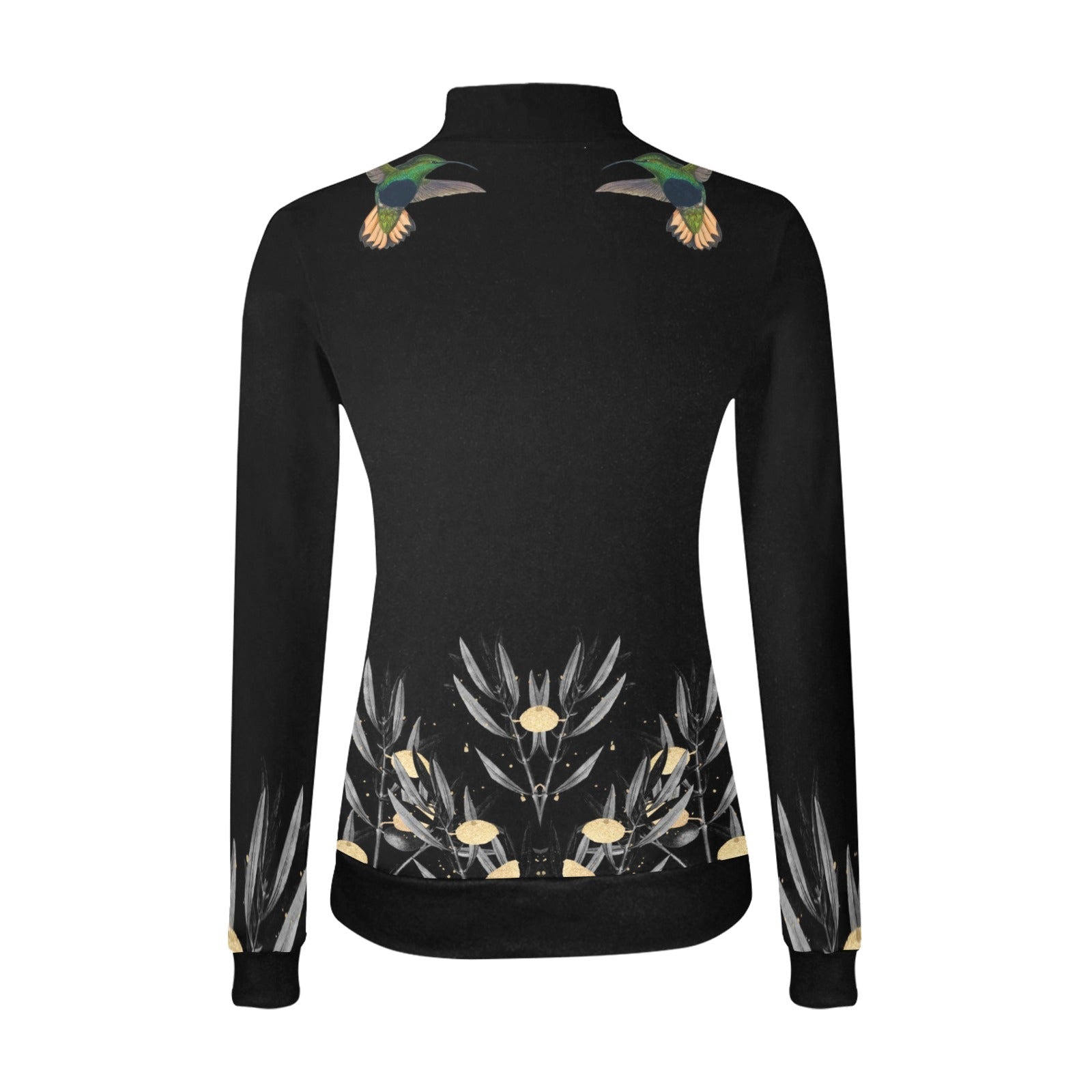 Humming Bird Witch Moon Phase Long Sleeves Shirt witchy All Over Print Mock Neck Sweater - sense forest