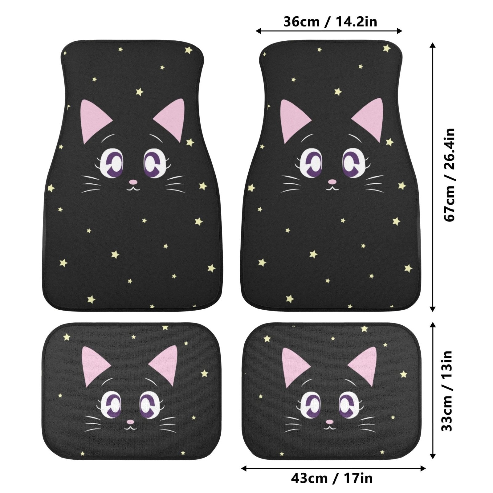 Kawaii Back cat twinkle stars Car Floor Mats - sense forest