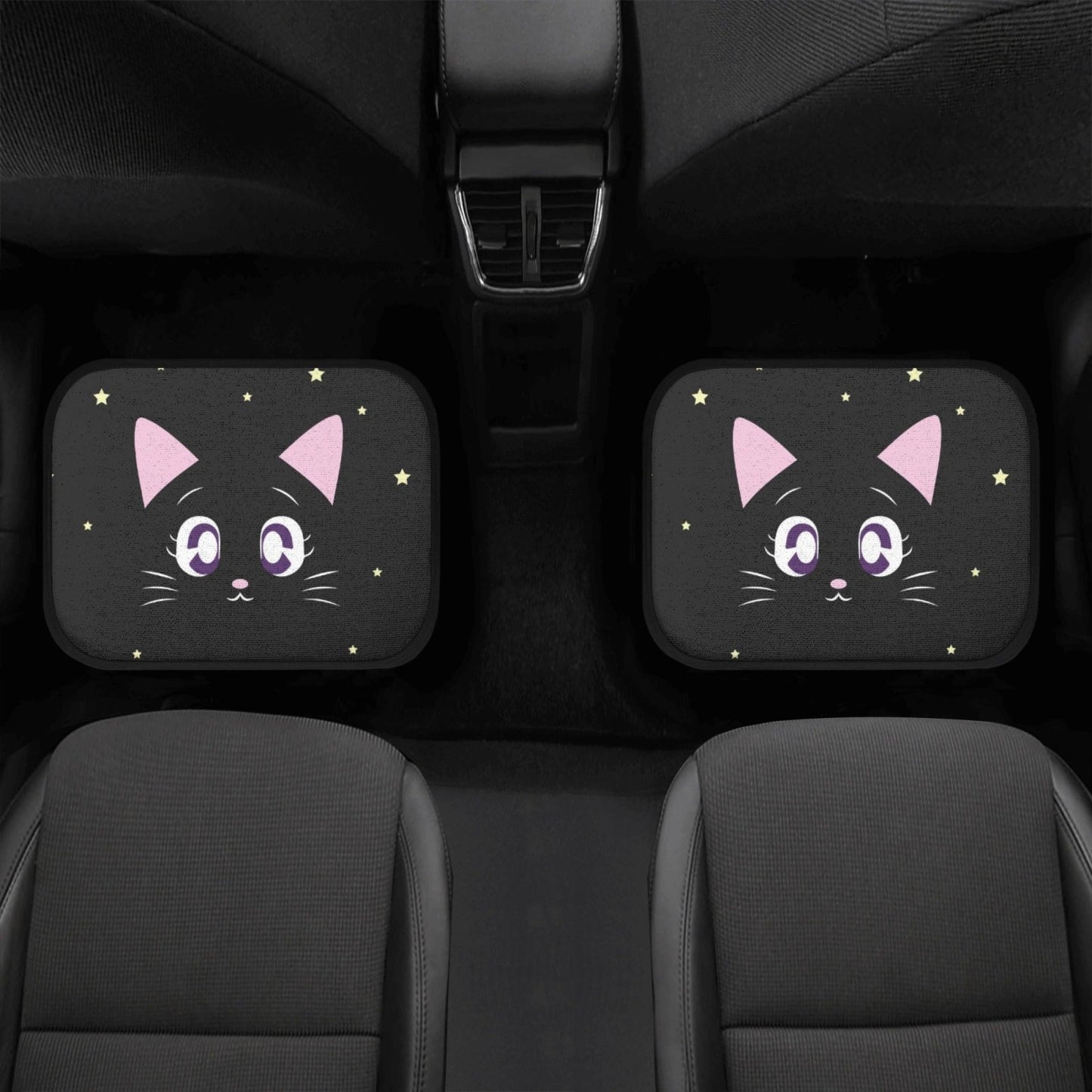 Kawaii Back cat twinkle stars Car Floor Mats - sense forest