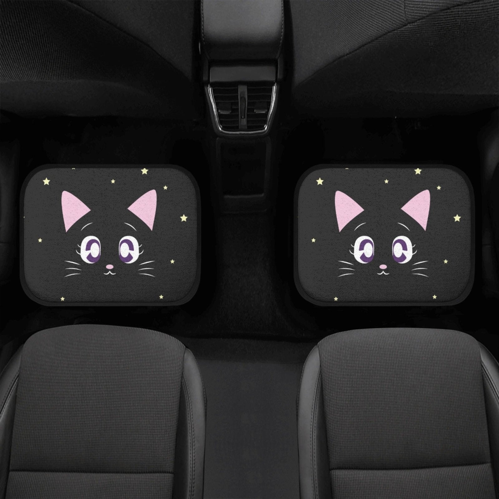 Kawaii Back cat twinkle stars Car Floor Mats - sense forest
