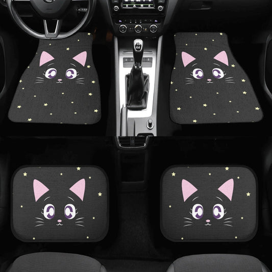 Kawaii Back cat twinkle stars Car Floor Mats - sense forest