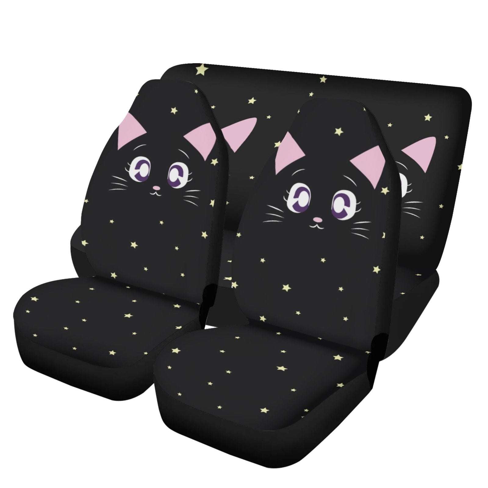 Kawaii Black Cats Seat Cover Set - sense forest