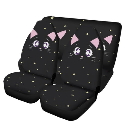 Kawaii Black Cats Seat Cover Set - sense forest
