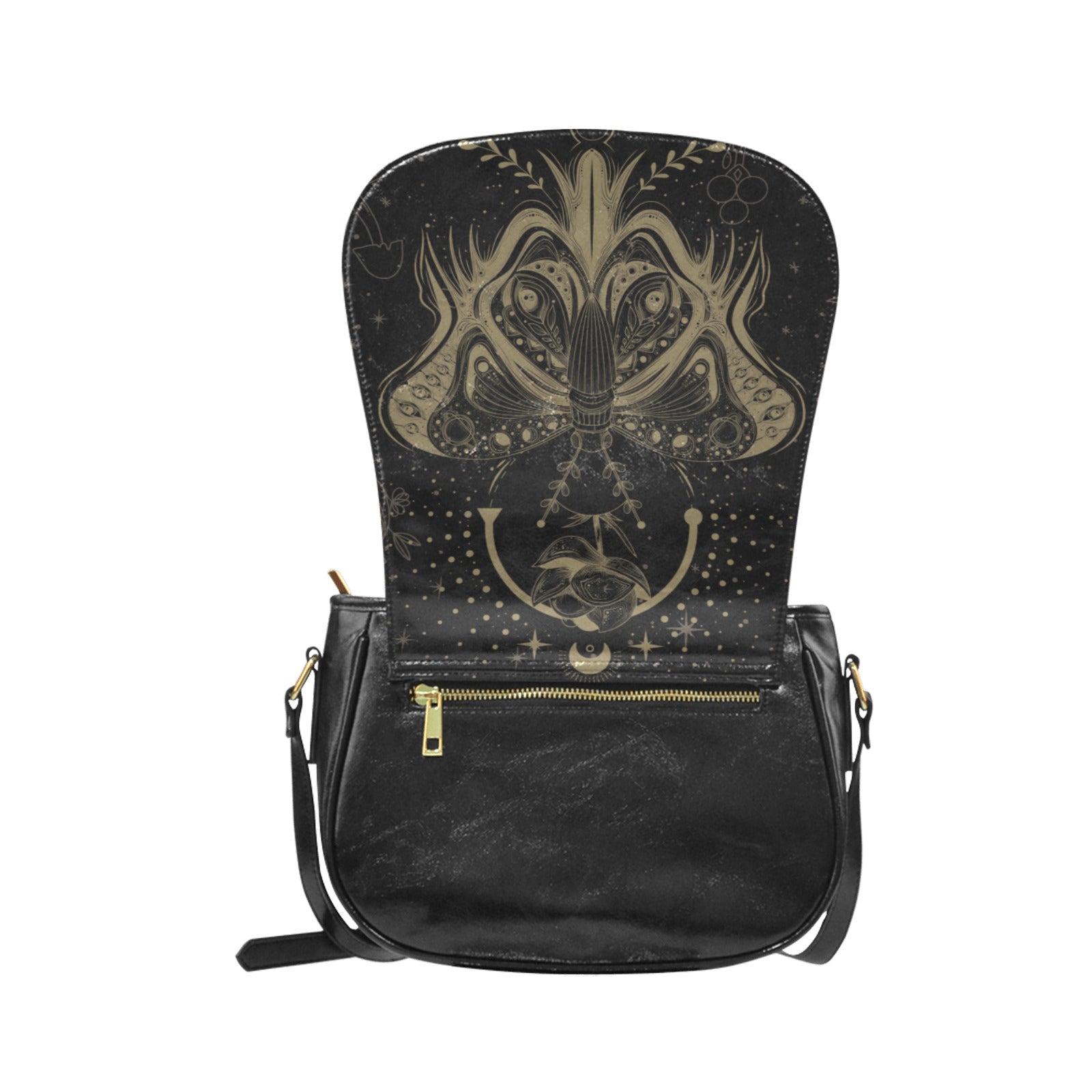 Lotus Moth Witch Vegan Leather Cottagecore Saddle Bag | Sense Forest - sense forest