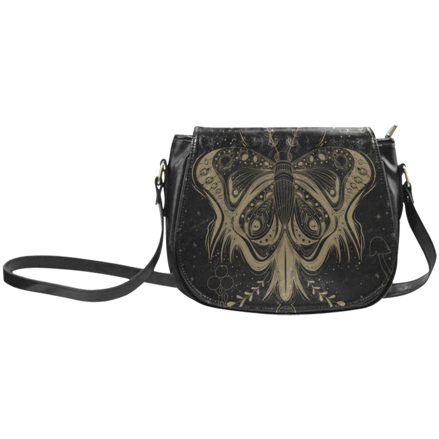 Lotus Moth Witch Vegan Leather Cottagecore Saddle Bag | Sense Forest - sense forest