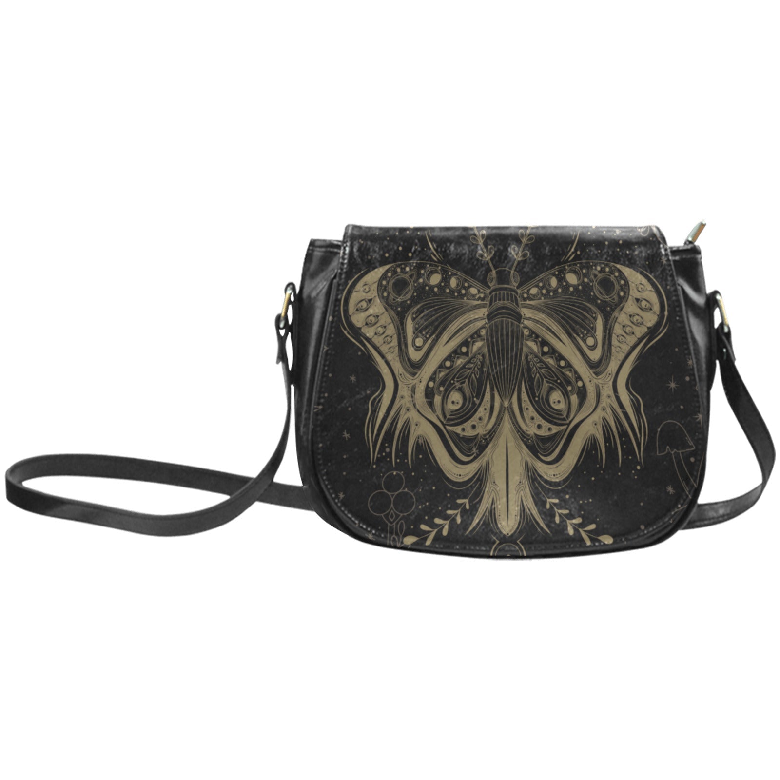 Lotus Moth Witch Vegan Leather Cottagecore Saddle Bag | Sense Forest - sense forest
