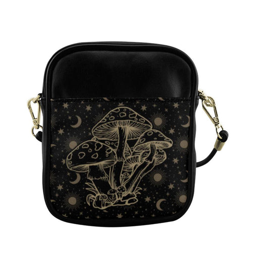 Magic mushroom celestial mini witch Sling Bag - sense forest