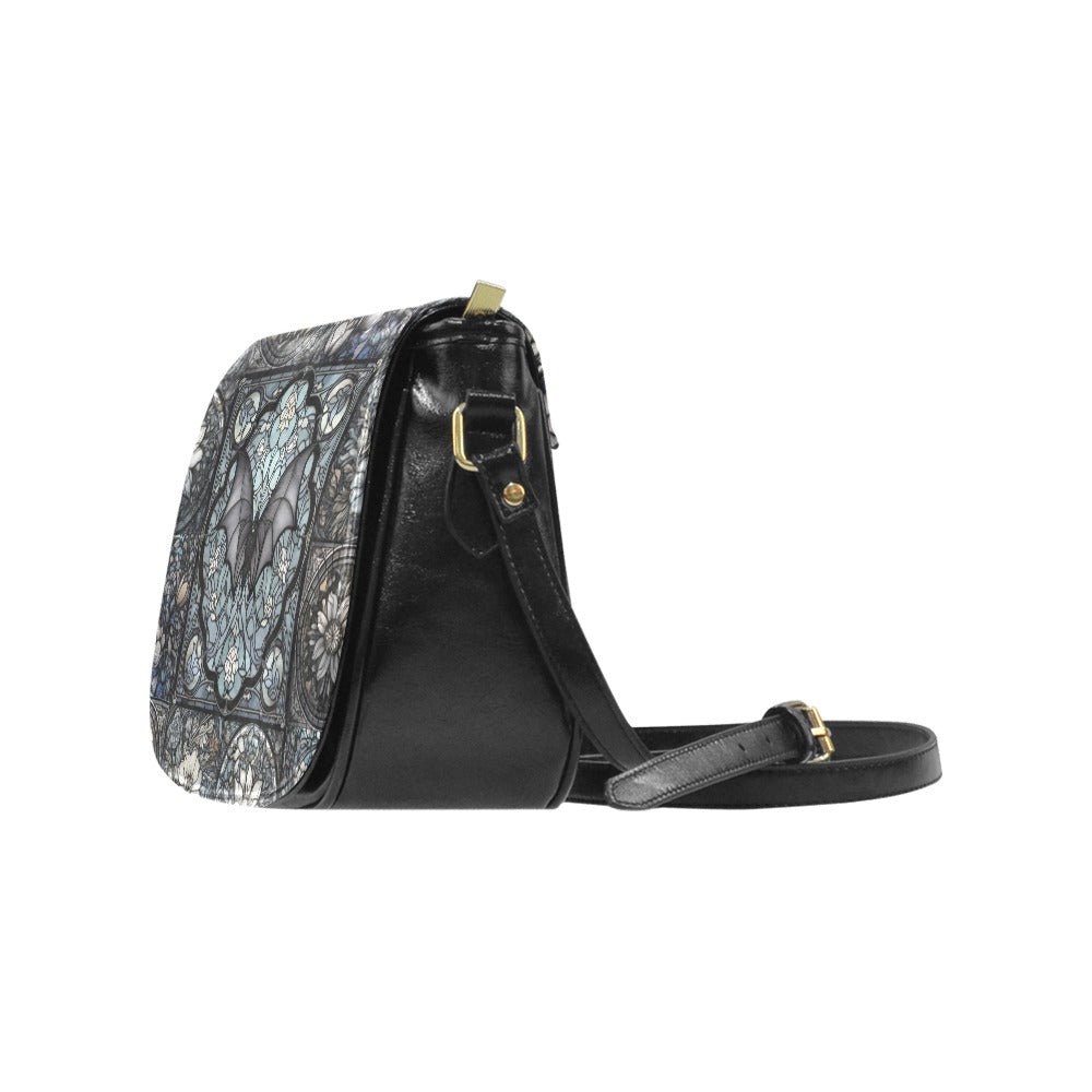 Medieval Goth Stained Glass Bat Saddle Bag | Sense Forest - sense forest