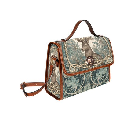 Mint forest deer canvas satchel bag - sense forest