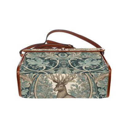 Mint forest deer canvas satchel bag - sense forest