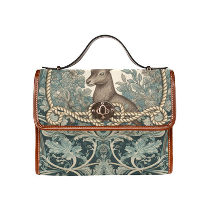 Mint forest deer canvas satchel bag - sense forest