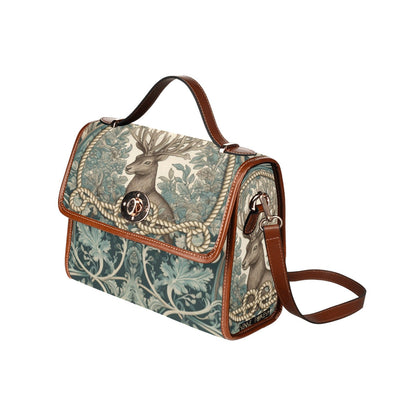 Mint forest deer canvas satchel bag - sense forest