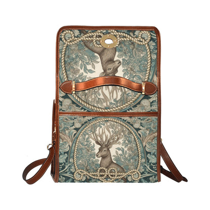 Mint forest deer canvas satchel bag - sense forest