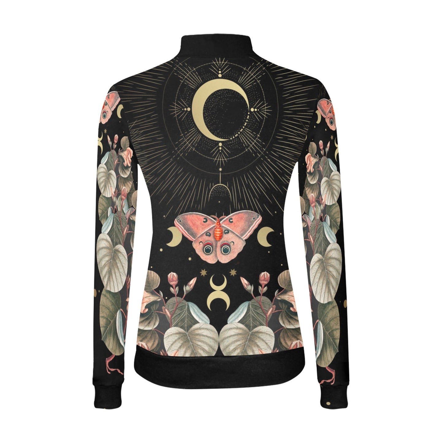 Moon Moth Butterfly Long Sleeves Shirt Women's All Over Print Mock Neck Sweater - sense forest