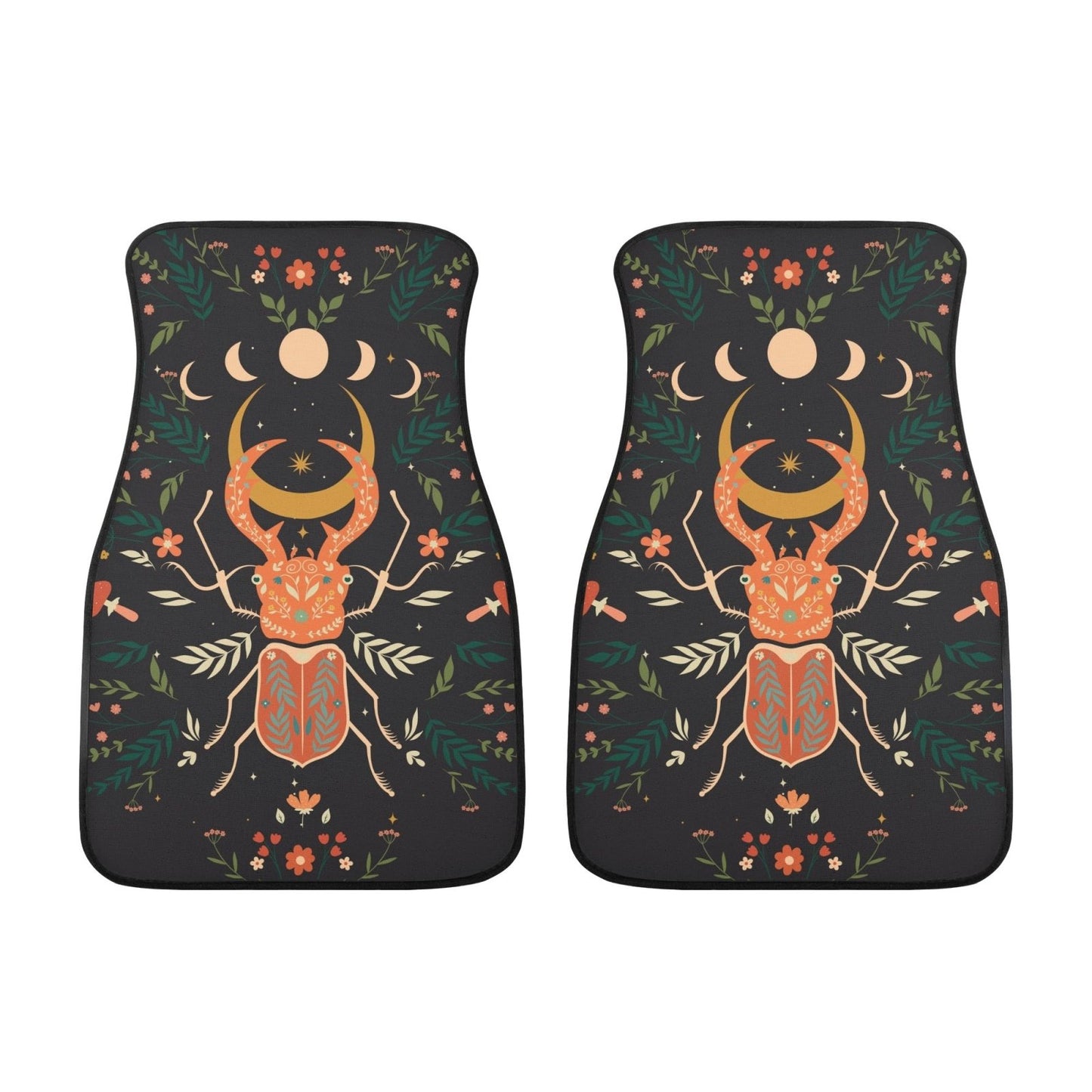 Moon Phase Beetle Back and Front Car Floor Mats - sense forest