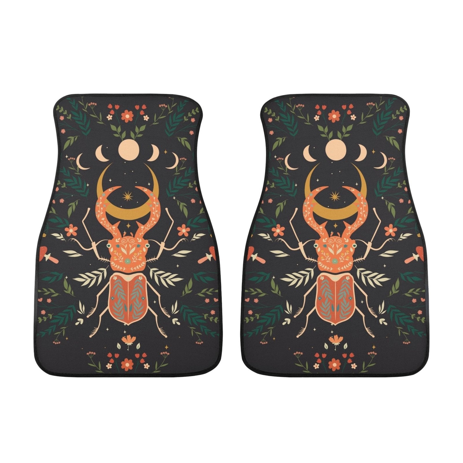 Moon Phase Beetle Back and Front Car Floor Mats - sense forest