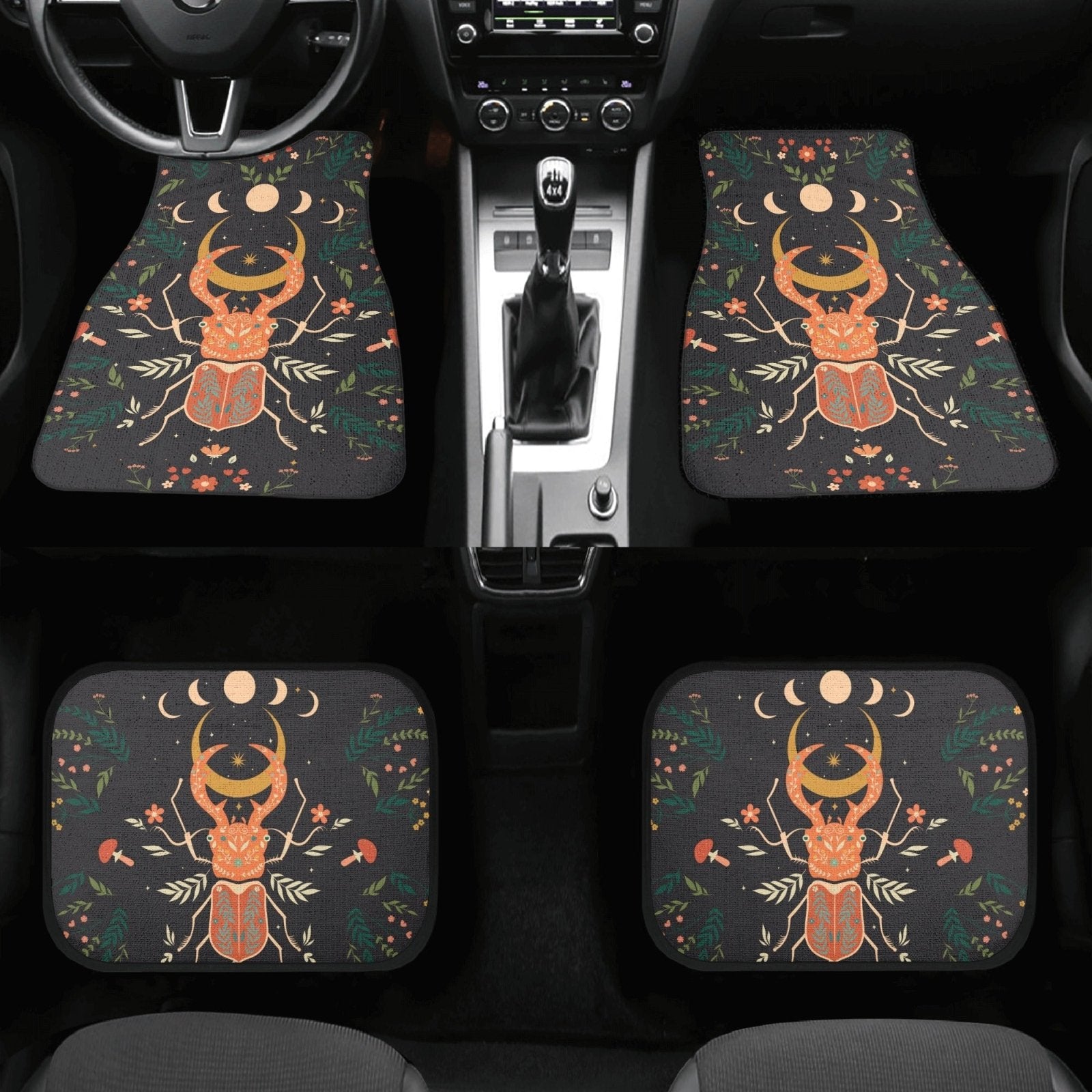 Moon Phase Beetle Back and Front Car Floor Mats - sense forest