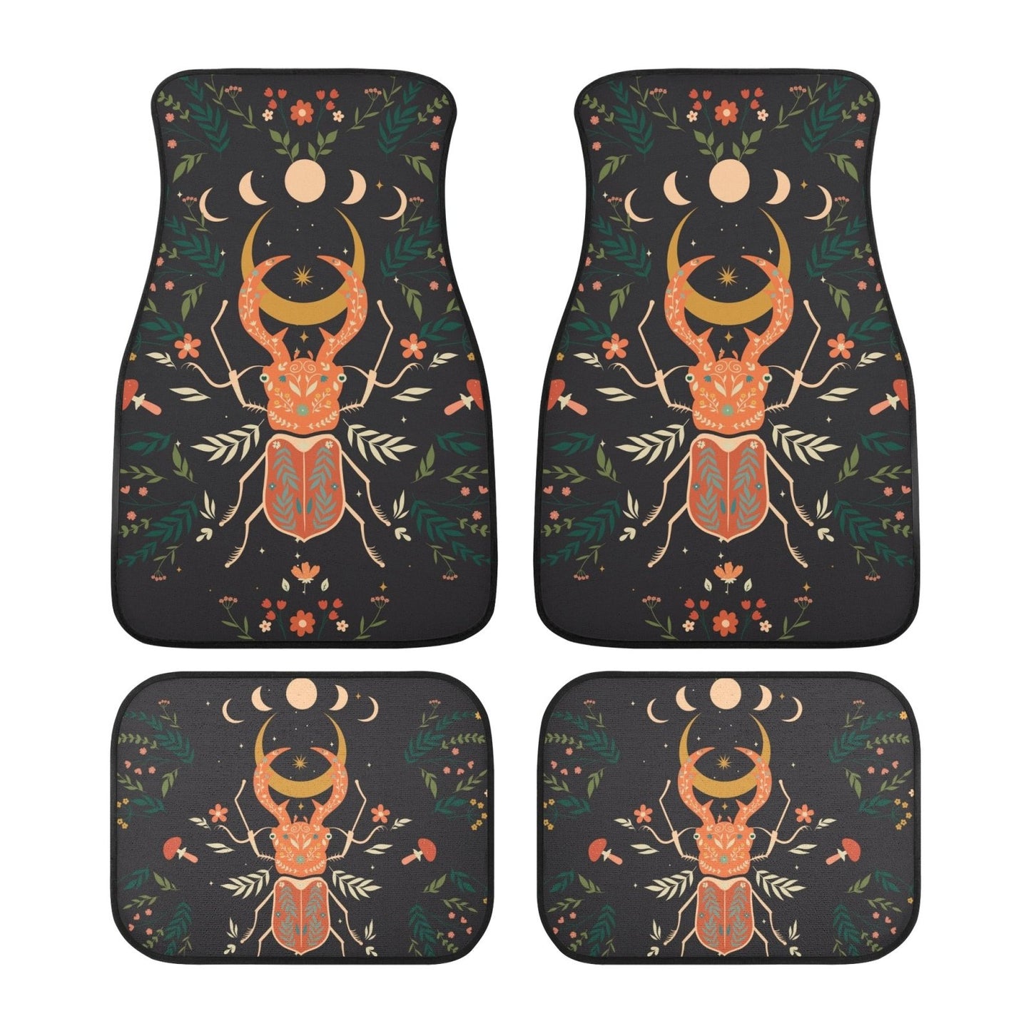 Moon Phase Beetle Back and Front Car Floor Mats - sense forest