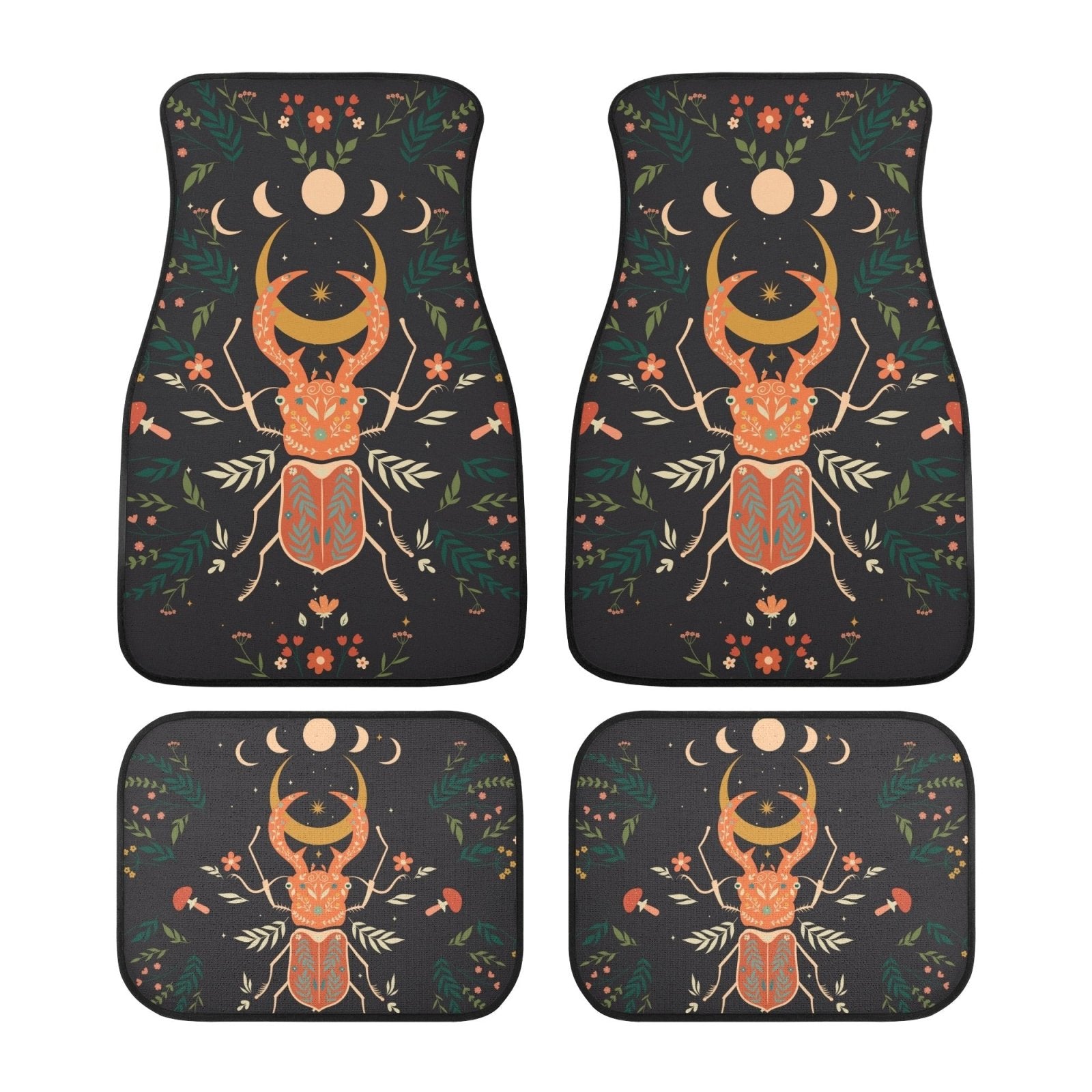 Moon Phase Beetle Back and Front Car Floor Mats - sense forest