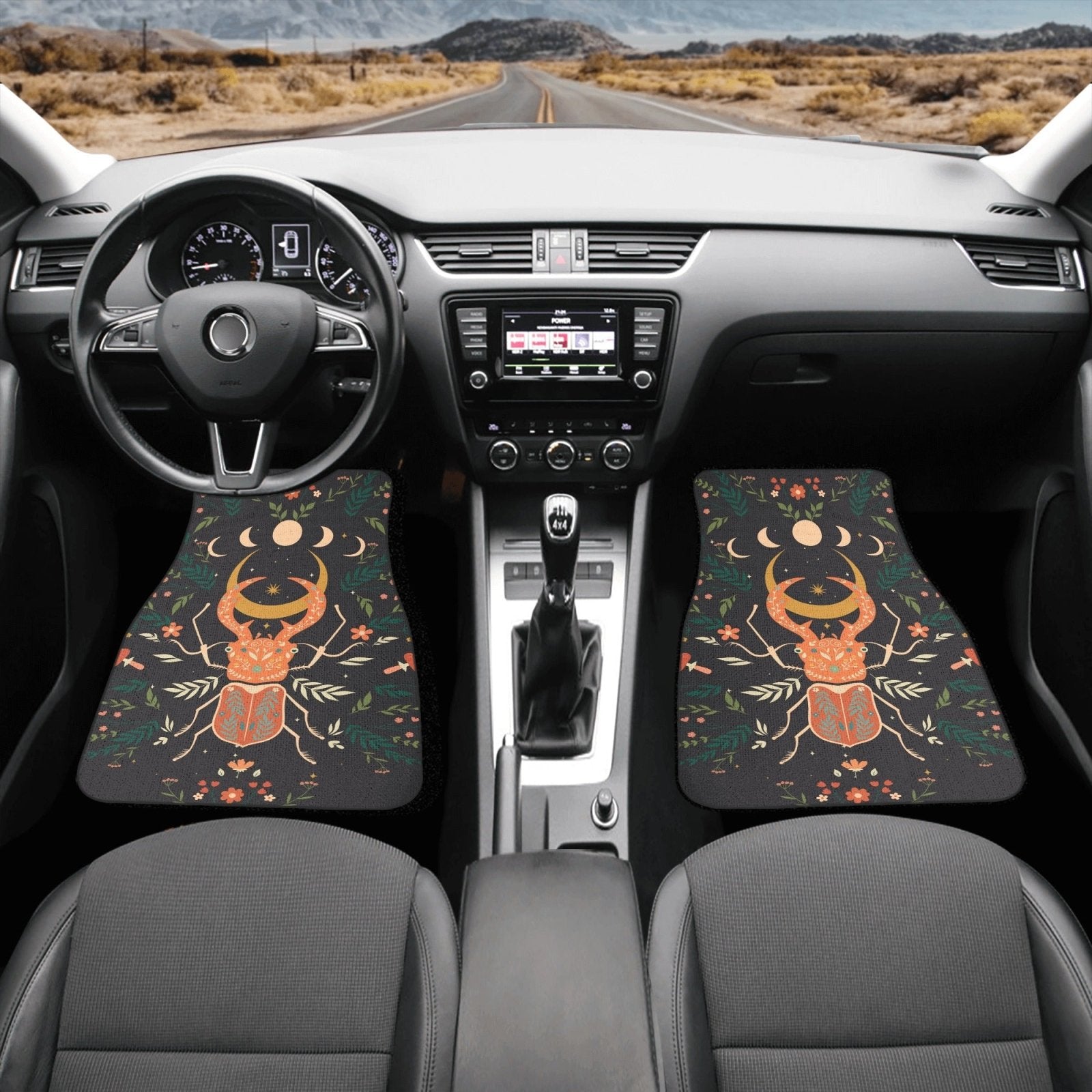 Moon Phase Beetle Back and Front Car Floor Mats - sense forest