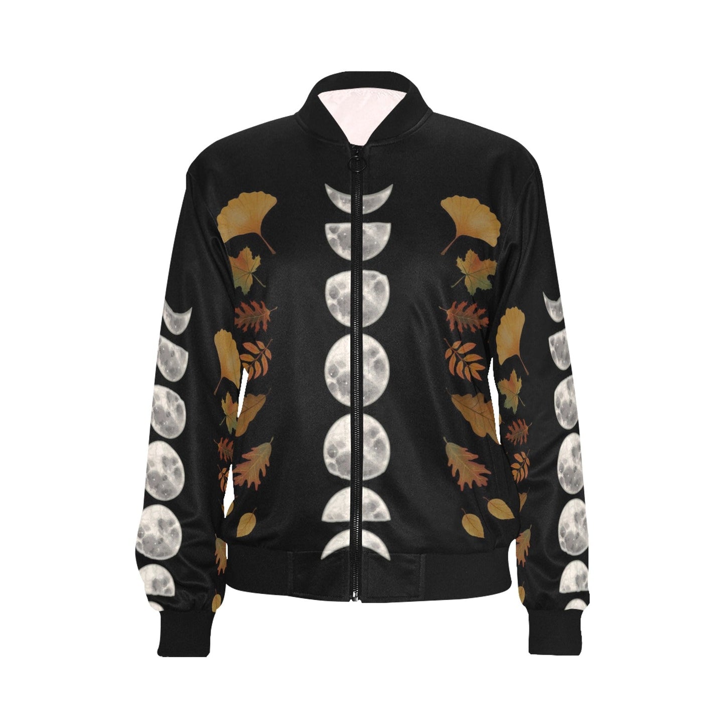 Moon Phase Fall magic Women Bomber Jacket - sense forest
