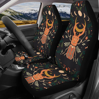 Moon Phase Forest Beetle Car Seat Cover Set - sense forest