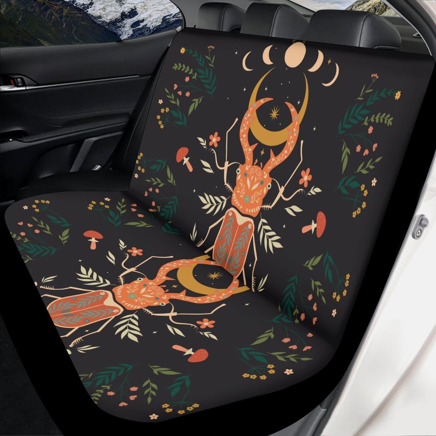 Moon Phase Forest Beetle Car Seat Cover Set - sense forest