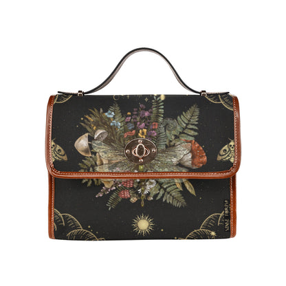 Moon Phase Mushroom Forest Canvas Satchel Bag - sense forest