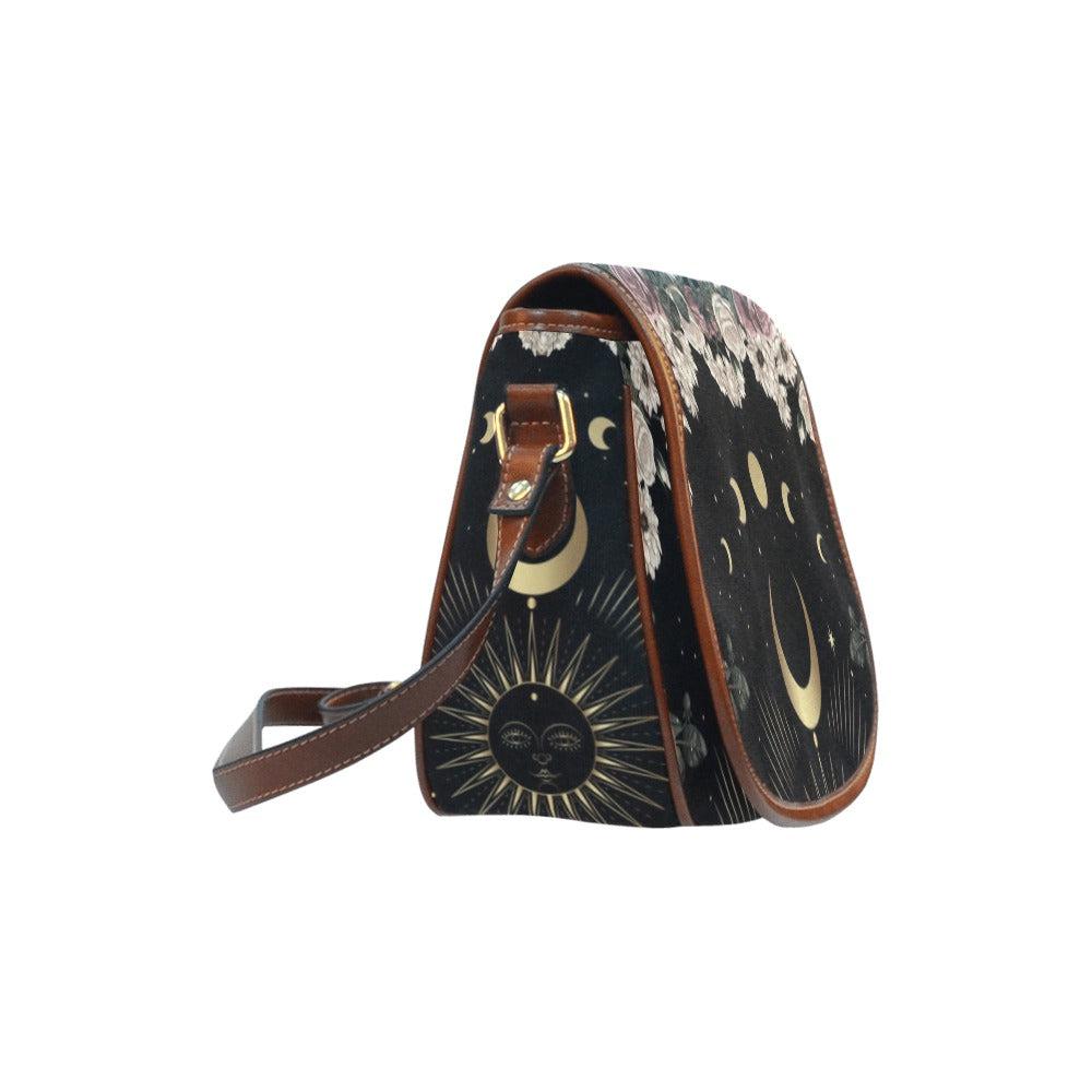 Moon phase pale rose canvas saddle Saddle Bag | Sense Forest - sense forest