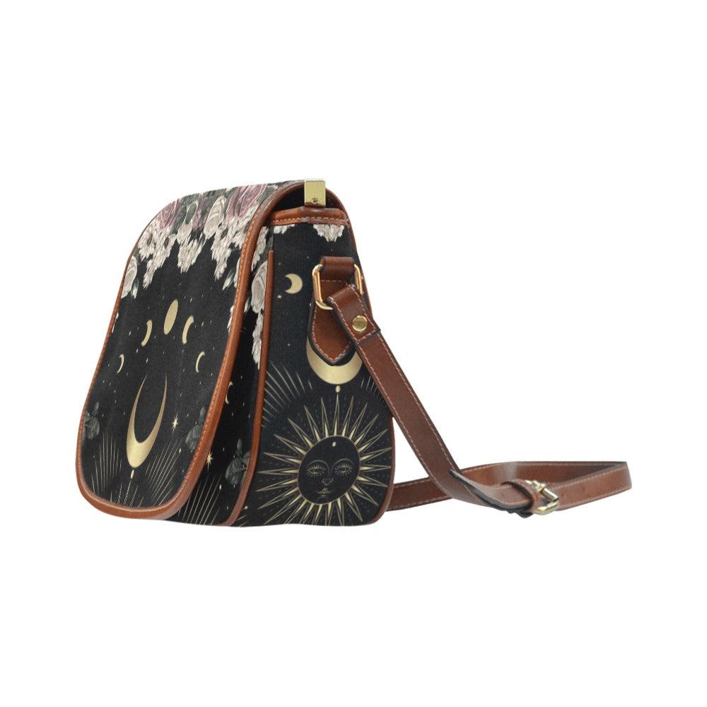 Moon phase pale rose canvas saddle Saddle Bag | Sense Forest - sense forest