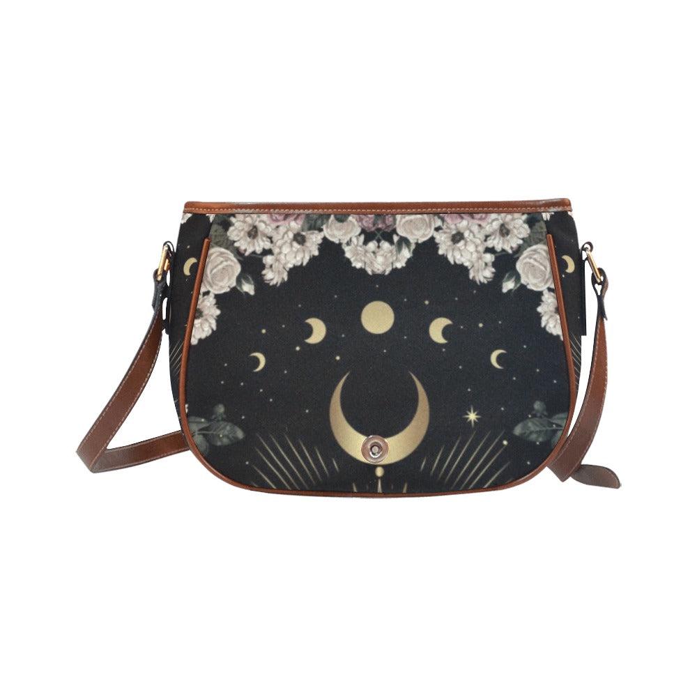 Moon phase pale rose canvas saddle Saddle Bag | Sense Forest - sense forest