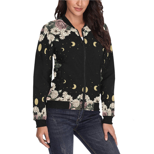 Moon Rose women Bomber Jacket - sense forest