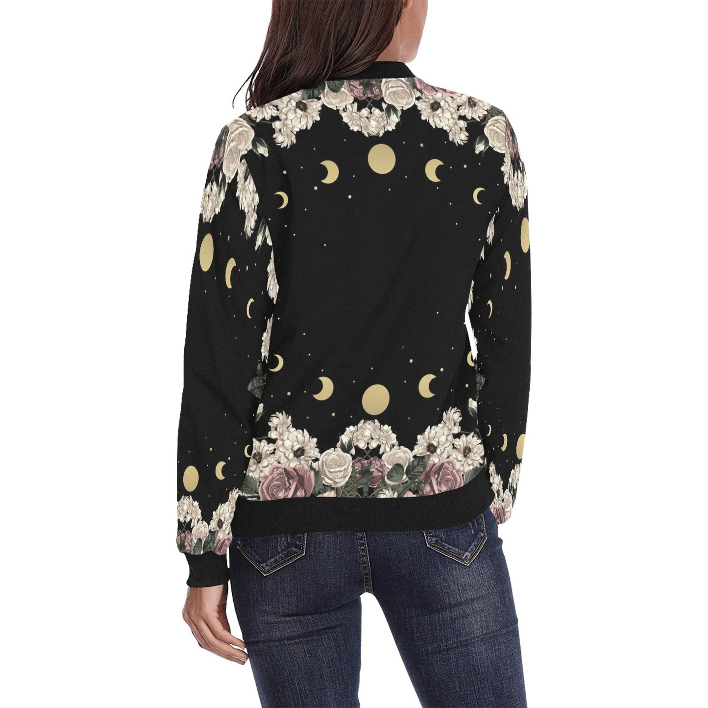 Moon Rose women Bomber Jacket - sense forest