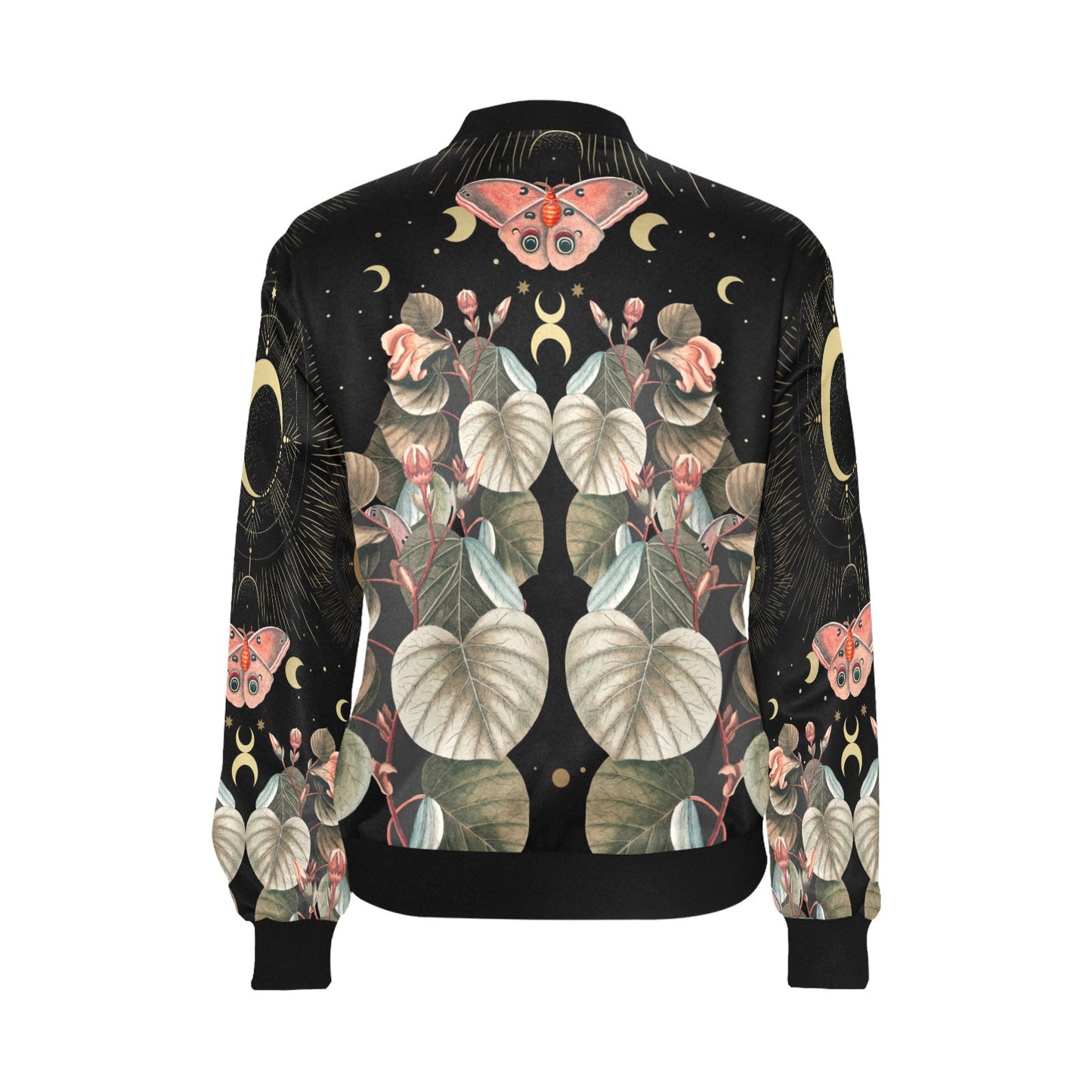 Moth moon butterfly Women Bomber Jacket - sense forest