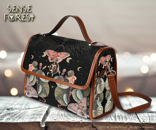 Moth Moon Phase Butterfly Garden Witch Canvas satchel Bag - sense forest