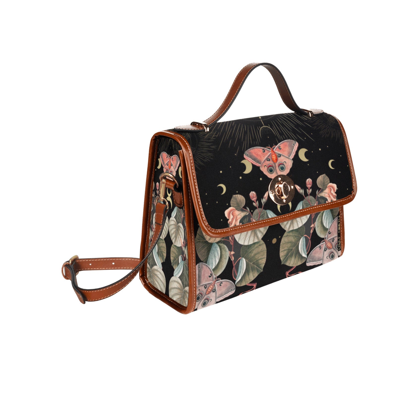 Moth Moon Phase Butterfly Garden Witch Canvas satchel Bag - sense forest