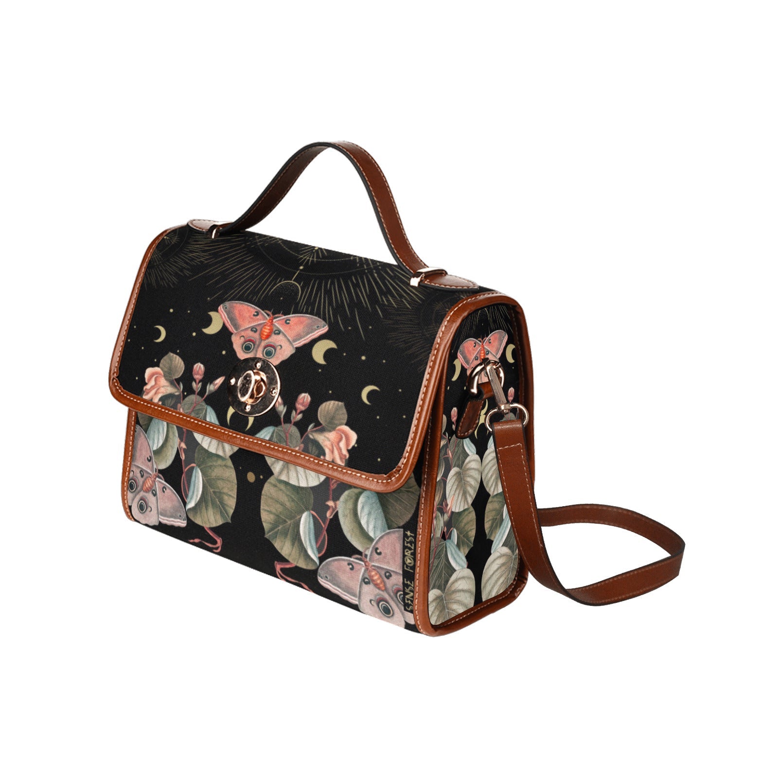 Moth Moon Phase Butterfly Garden Witch Canvas satchel Bag - sense forest