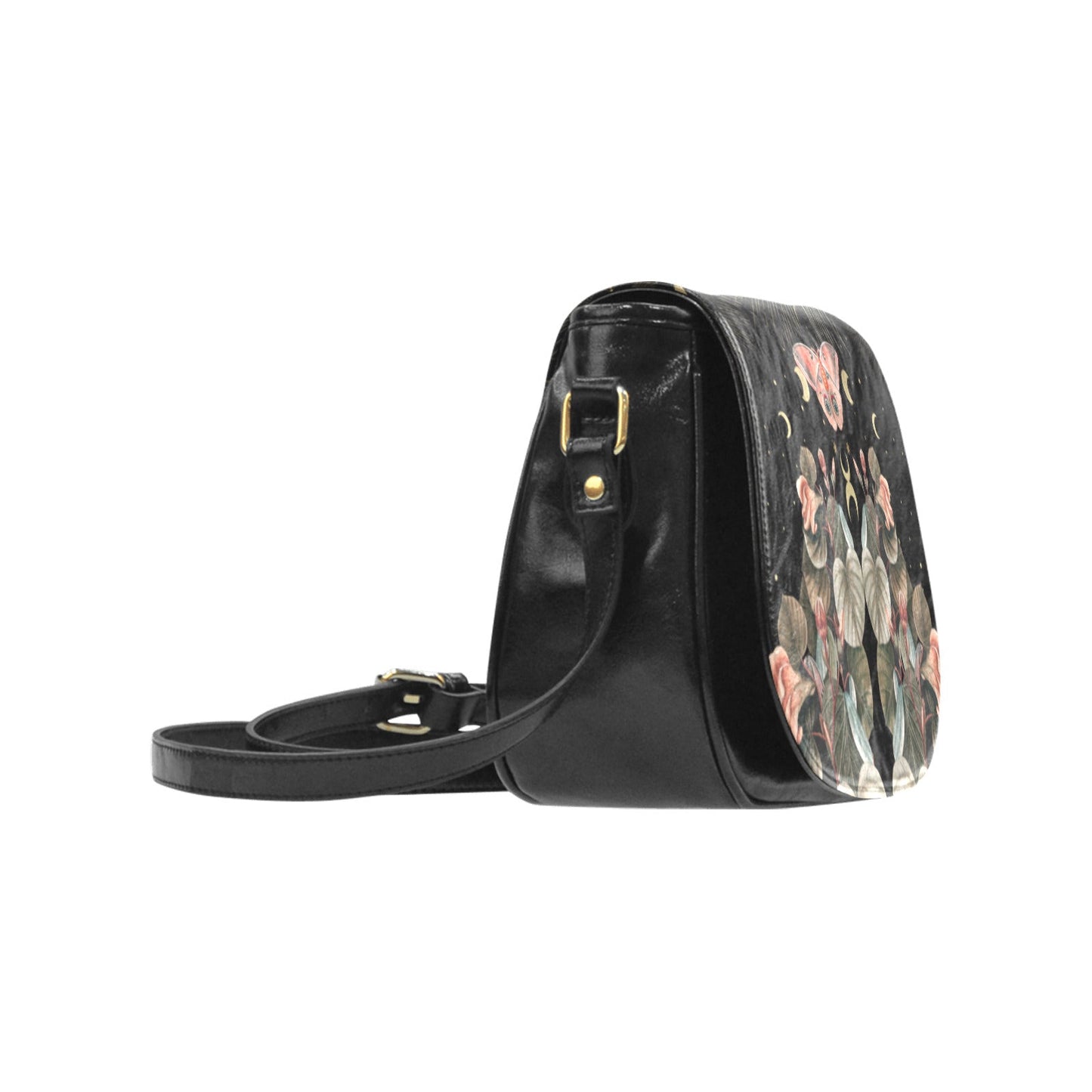 Moth Moon Phase butterfly Vegan Leather saddle bag Classic Saddle Bag - sense forest