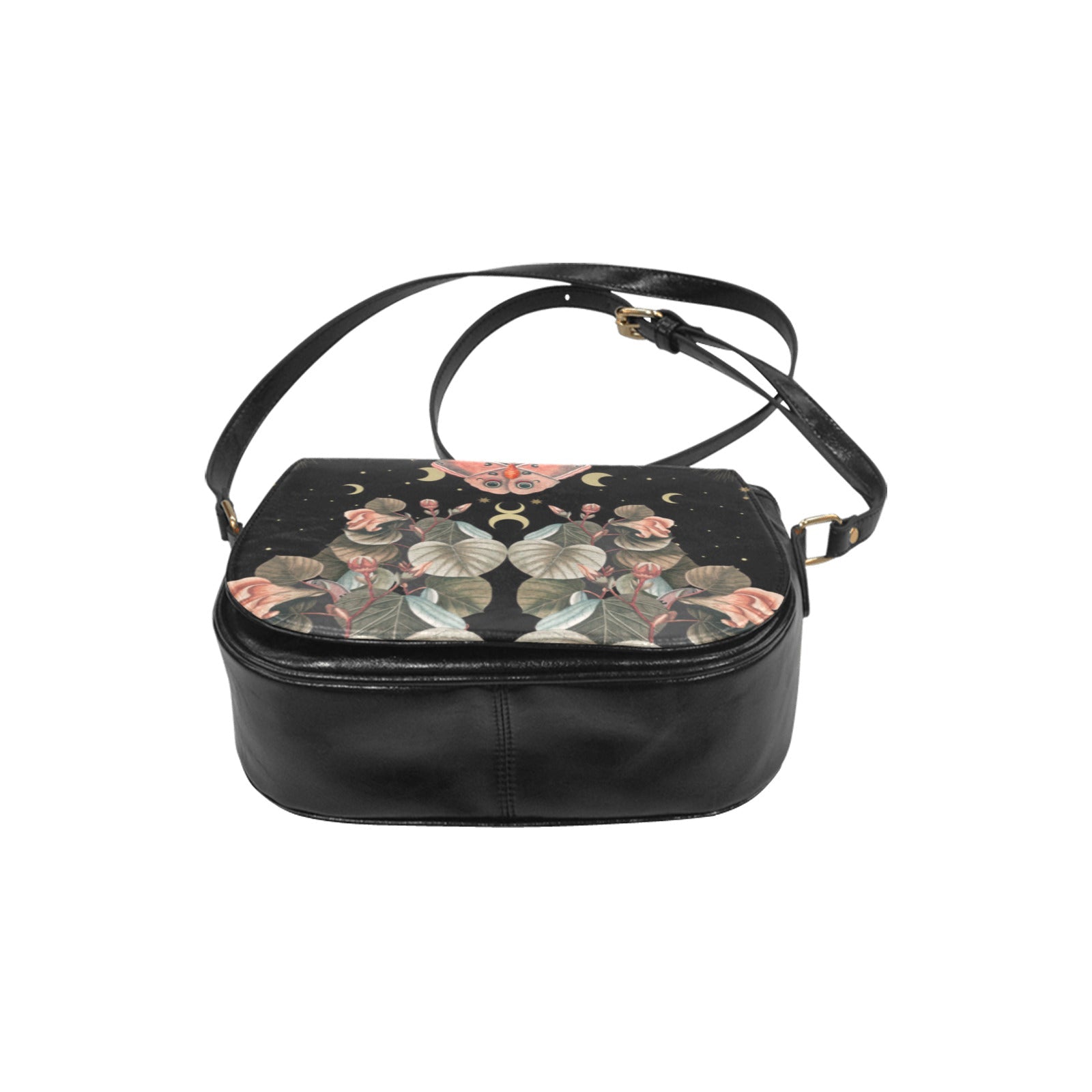 Moth Moon Phase butterfly Vegan Leather saddle bag Classic Saddle Bag - sense forest