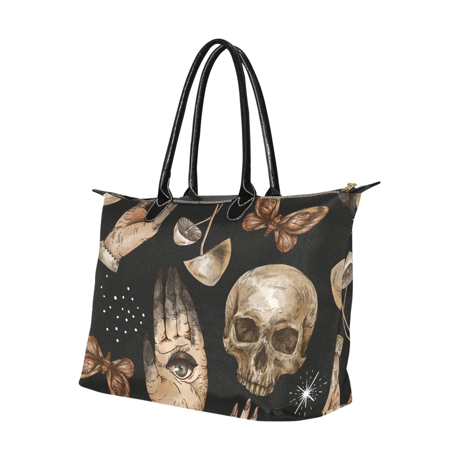 Mushroom Skull witchcraft Women's Classic zip tote Handbag - sense forest