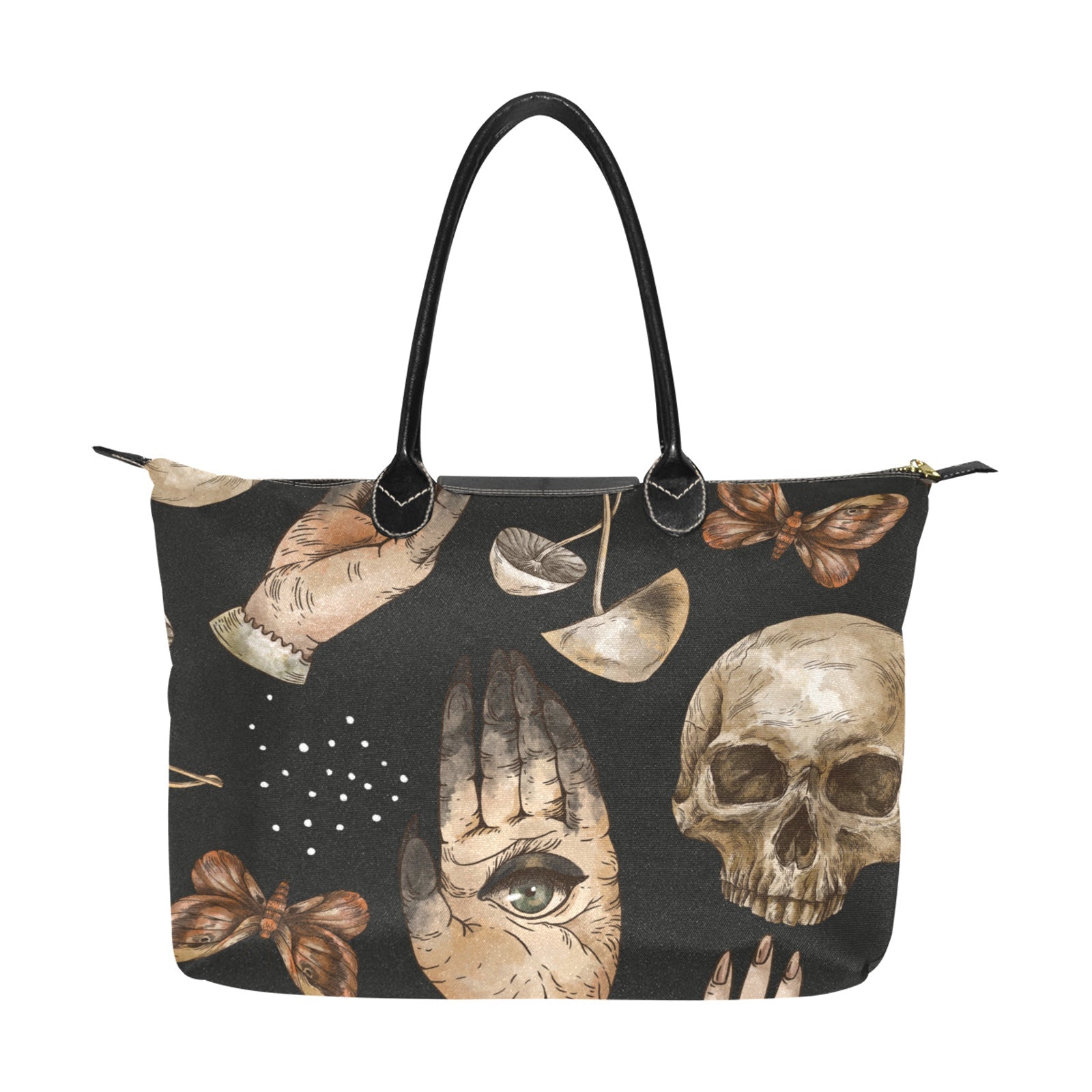 Mushroom Skull witchcraft Women's Classic zip tote Handbag - sense forest