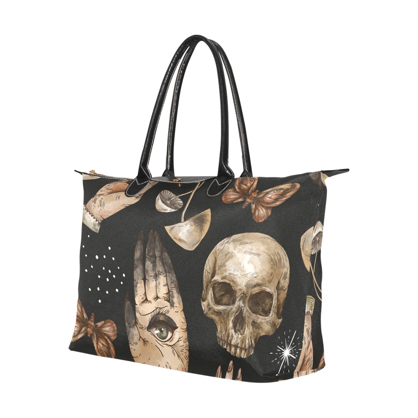 Mushroom Skull witchcraft Women's Classic zip tote Handbag - sense forest