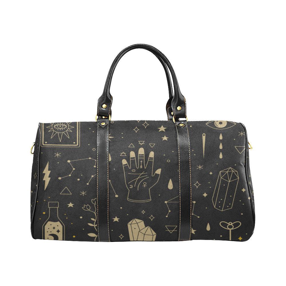 Mystical elements Occult small witch fashion duffle Travel Bag Black - sense forest