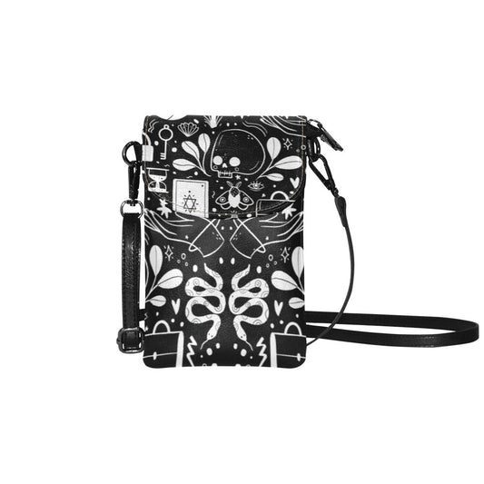 Mystical elements phone purse Vegan Leather Phone Purse Sling bag - sense forest