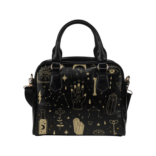 Mystical witch vegan leather bowler Shoulder Handbag | Sense Forest - sense forest