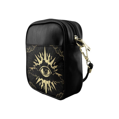 Mystical witchy cloud eye Vegan leather mini sling Bag purse - sense forest