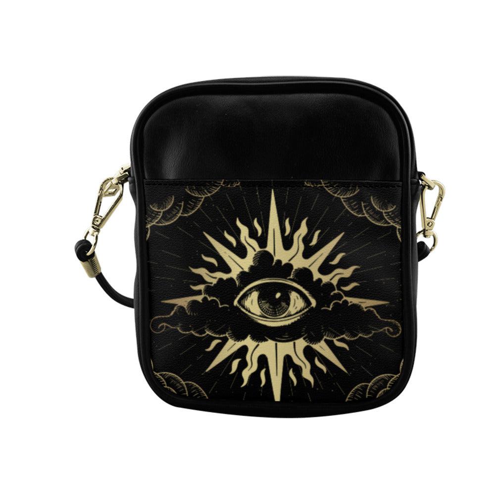 Mystical witchy cloud eye Vegan leather mini sling Bag purse - sense forest