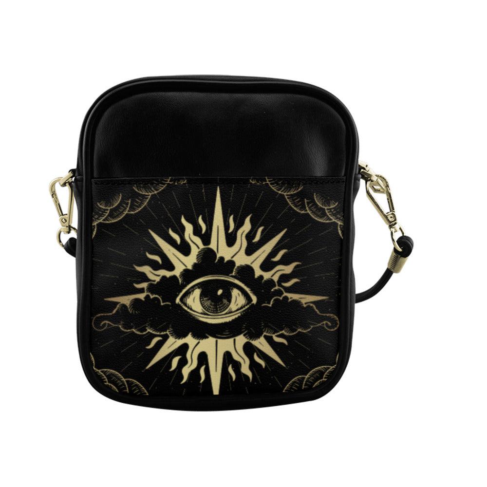 Mystical witchy cloud eye Vegan leather mini sling Bag purse - sense forest