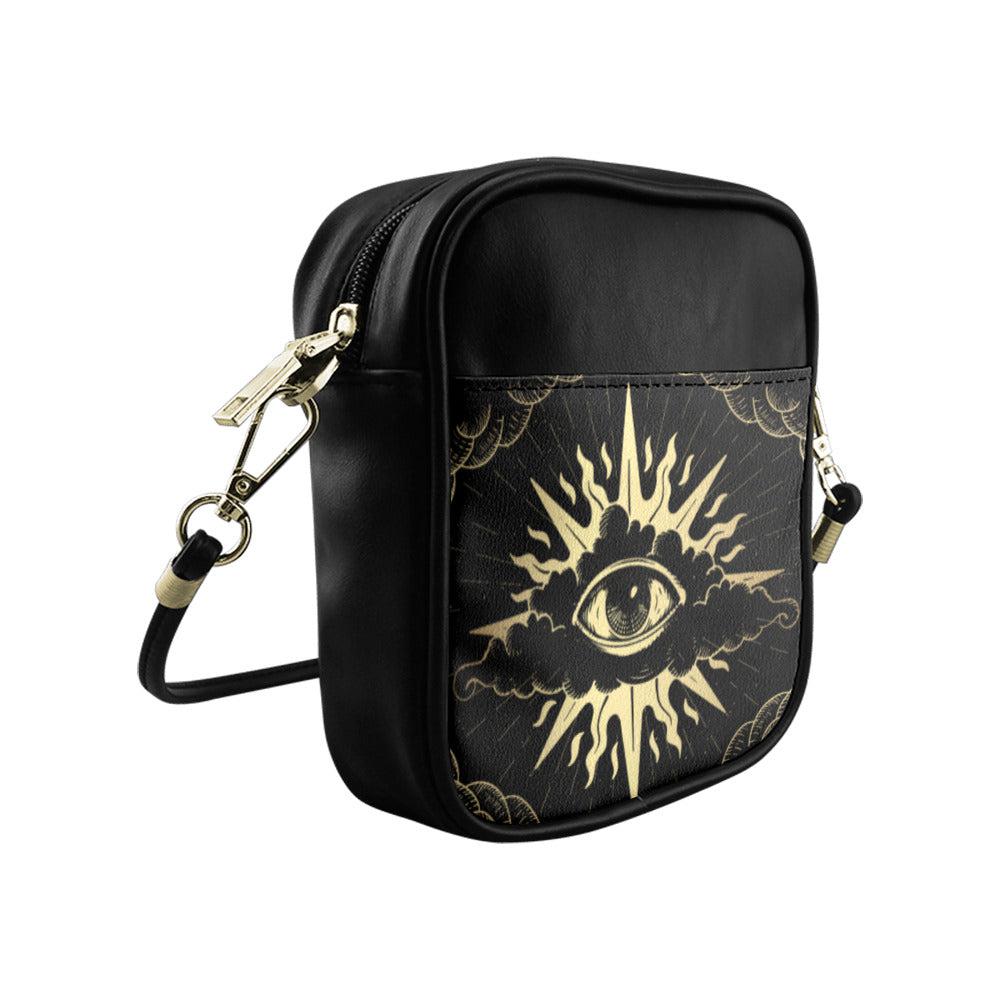 Mystical witchy cloud eye Vegan leather mini sling Bag purse - sense forest